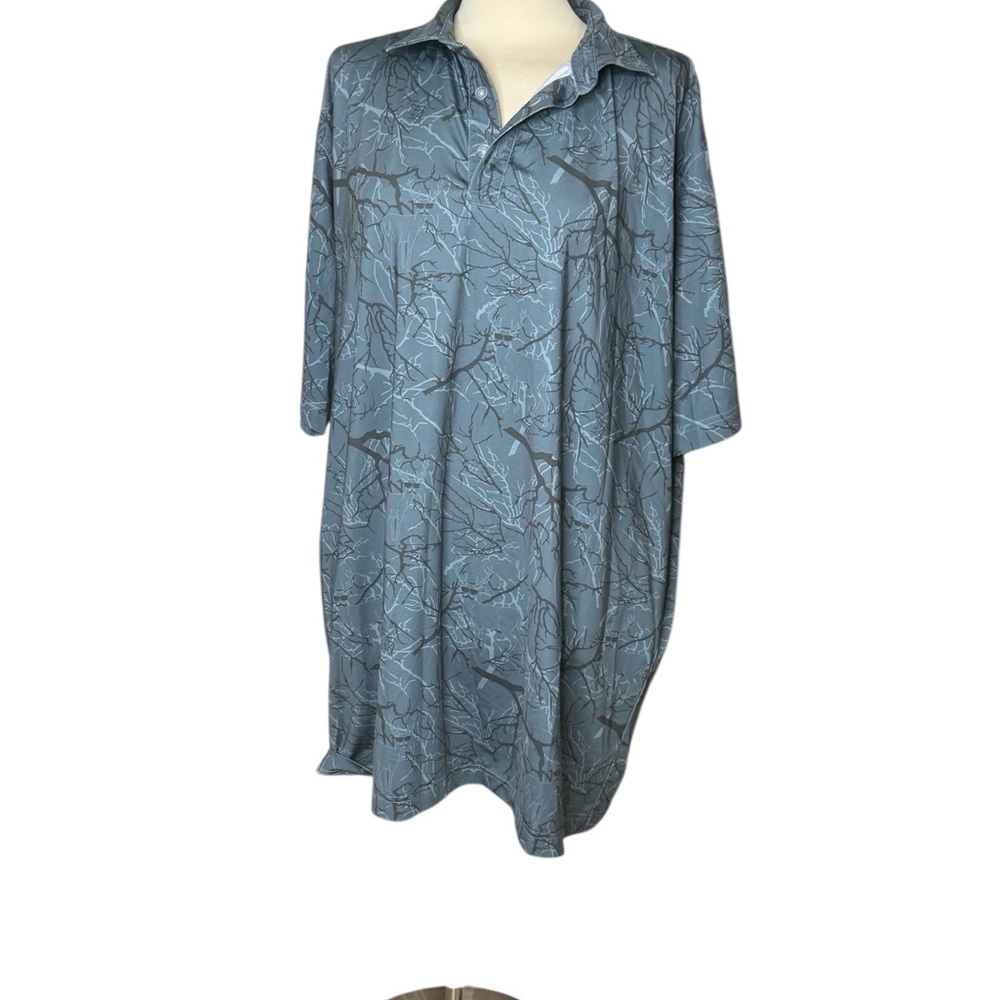 Men's Blue Patterned Polo Shirt